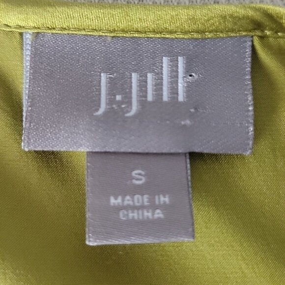 J.JILL Chartreuse Green Yellow 100% Silk Scoop Neck Sleeveless Shell Tank Top S - Picture 4 of 14